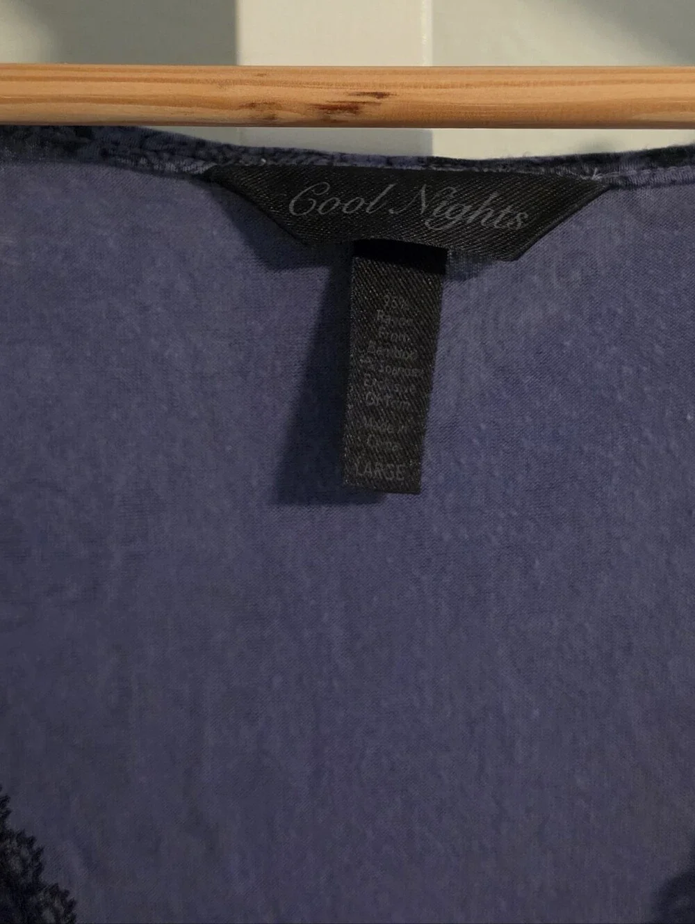 Soma Cool Nights Lace Trim Pajama Set Navy Purple Black Lace Print Large